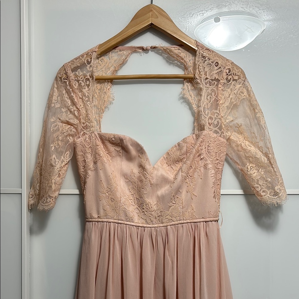 Lulu's Pink Sweetheart Gown with 3/4 Sleeves